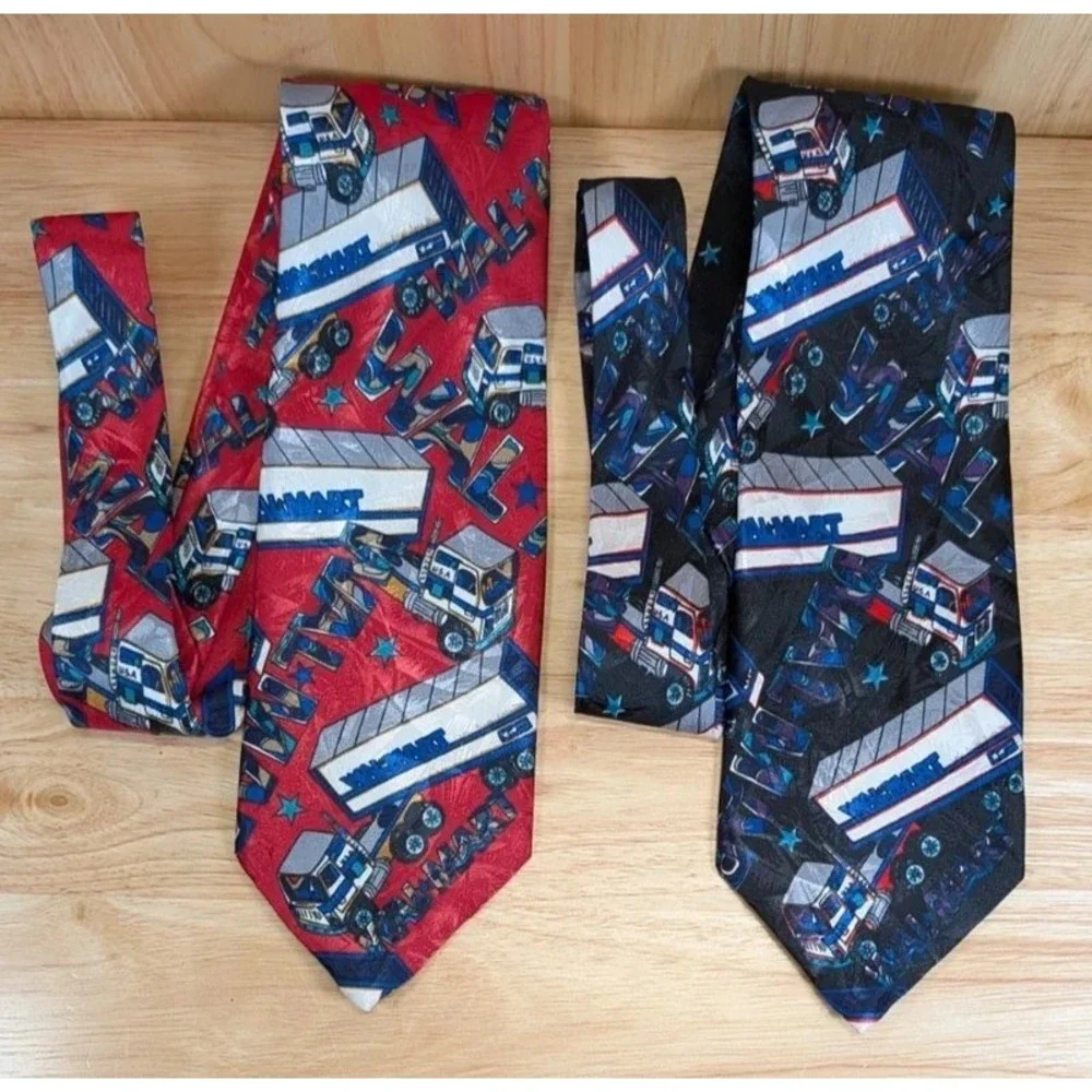 Lot of 2 Company B Walmart Semi Truck Ties Red Black Novelty TR 7009 USA NWT